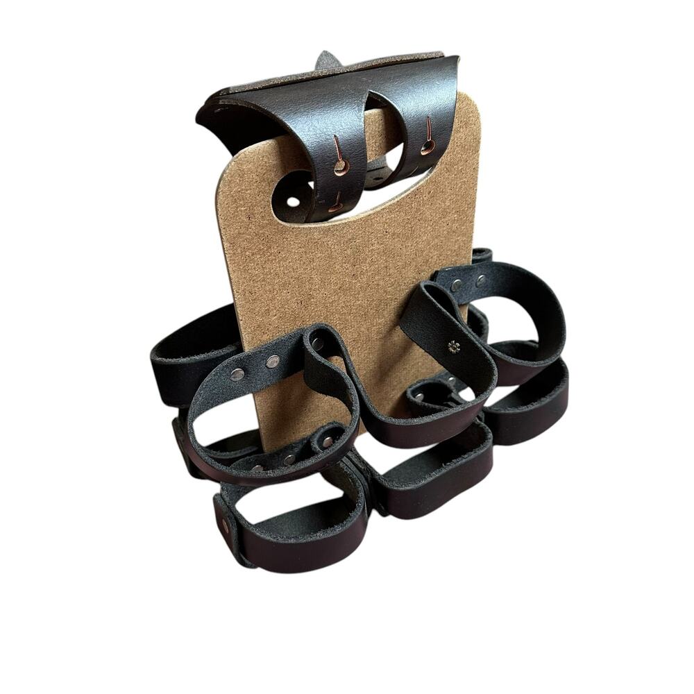 WALNUT Leather Studio Black Leather 6 Pack‎ Beer Bicycle Carrier Masonite